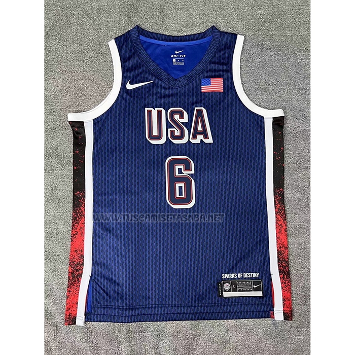 Camiseta LeBron James NO 6 USA 2025 Azul